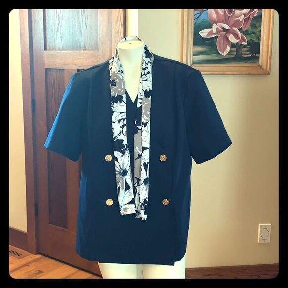 Vintage oversized blazer Berg-Ray FROCKS navy sailor. Size 18 1/2 - Picture 1 of 11